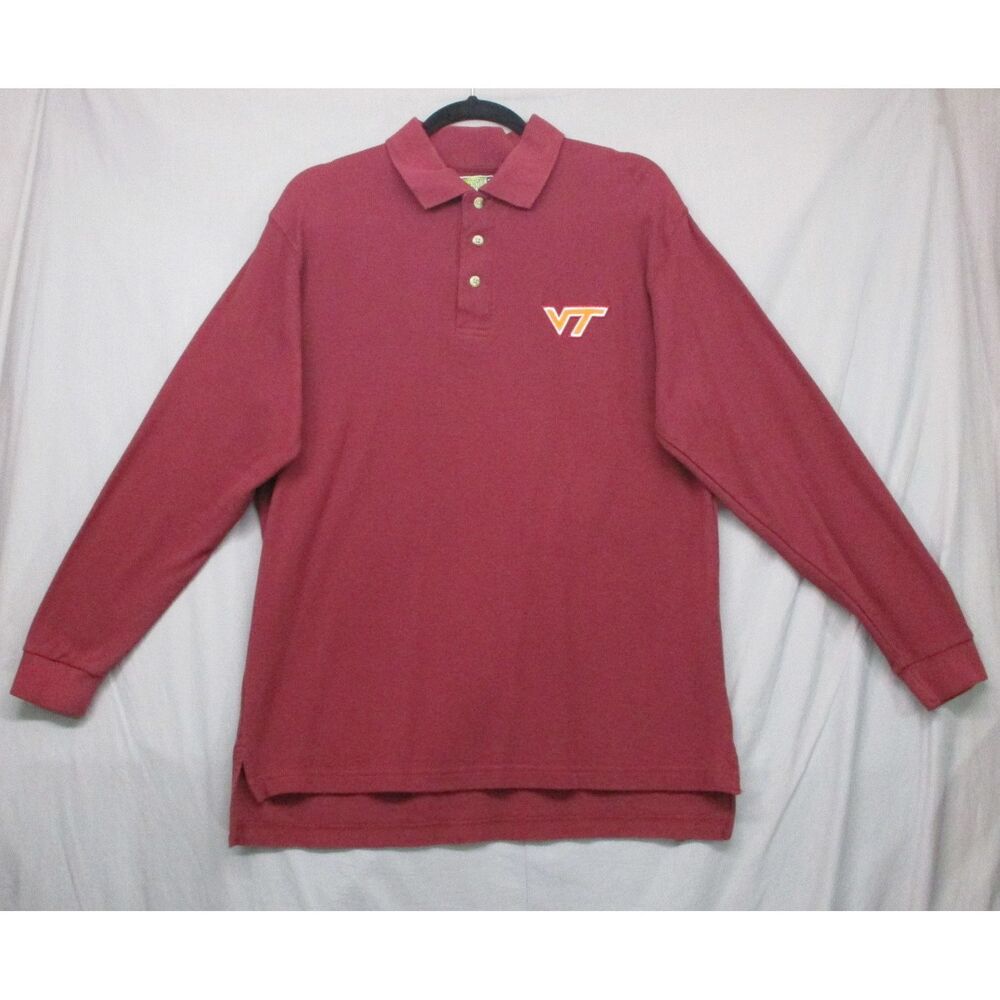 Collegiate Team Maroon Polo Embroidered Logo Rugby Shirt Men Size Large - Picture 2 of 8